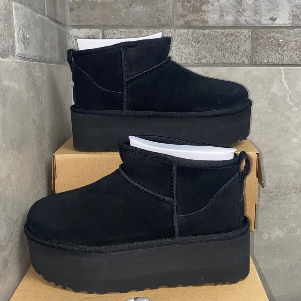 UGG Black Platform Mini Boots